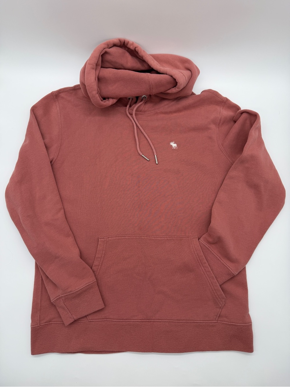 Soft A&F Fleece Hoodie Men's Unisex Small Dusty Rose Pink Pullover Faded Coral